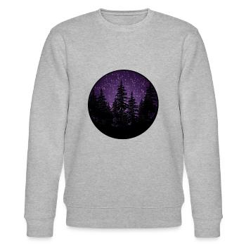 Dunkler Wald mit Lila Hintergrund - Stanley/Stella Unisex Bio-Sweatshirt CHANGER  - Grau meliert - Vorne - Nik (191cm) & Marisol (170cm)