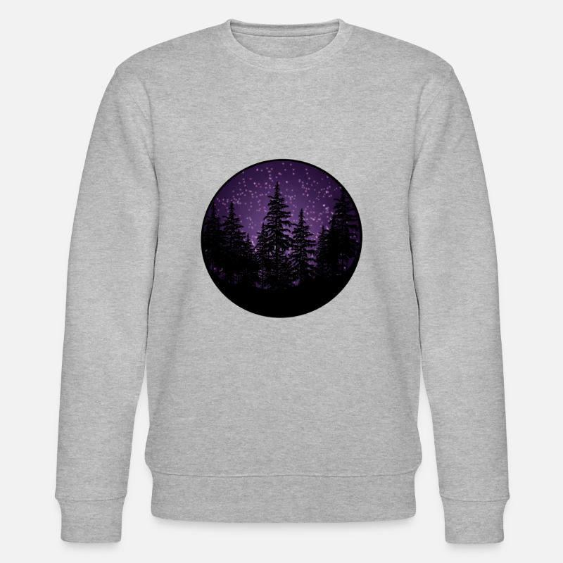 Dunkler Wald mit Lila Hintergrund - Stanley/Stella Unisex Bio-Sweatshirt CHANGER  - Grau meliert