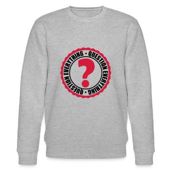 Question Everything Stempel - Stanley/Stella Unisex Bio-Sweatshirt CHANGER  - Grau meliert - Vorne - Nik (191cm) & Marisol (170cm)