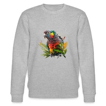 Bunter Papagei im Splash Art Design - für alle - Stanley/Stella Unisex Bio-Sweatshirt CHANGER  - Grau meliert - Vorne - Nik (191cm) & Marisol (170cm)