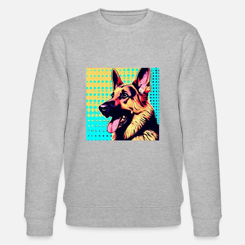 Deutscher Schäferhund Pop Art - Stanley/Stella Unisex Bio-Sweatshirt CHANGER  - Grau meliert