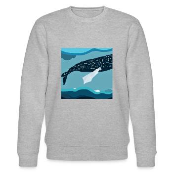 Bedrohte Tiere, Eisbär-Illustration, Erderwärmung - Stanley/Stella Unisex Bio-Sweatshirt CHANGER  - Grau meliert - Vorne - Nik (191cm) & Marisol (170cm)