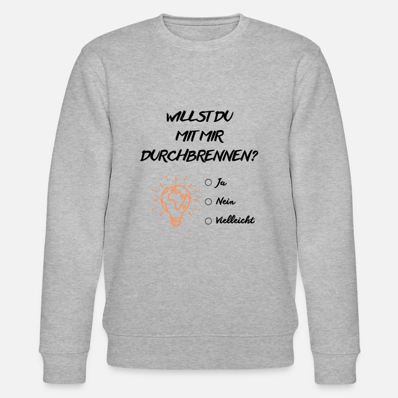 Willst du mit mir durchbrennen - Stanley/Stella Unisex Bio-Sweatshirt CHANGER - Grau meliert