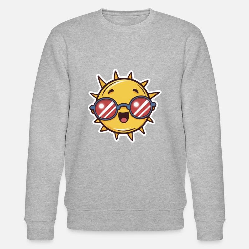 Kawaii Chibi Sun Drawing - Stanley/Stella CHANGER Unisex Organic Sweatshirt - heather grey