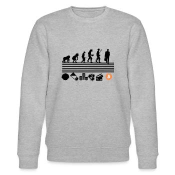 Bitcoin Evolution - Stanley/Stella CHANGER Unisex Organic Sweatshirt - heather grey - Front - Nik (191cm) & Marisol (170cm)