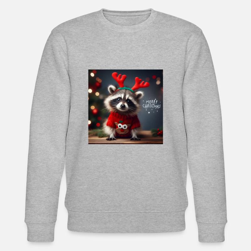 Waschbär im Weihnachtspullover - Stanley/Stella Unisex Bio-Sweatshirt CHANGER  - Grau meliert