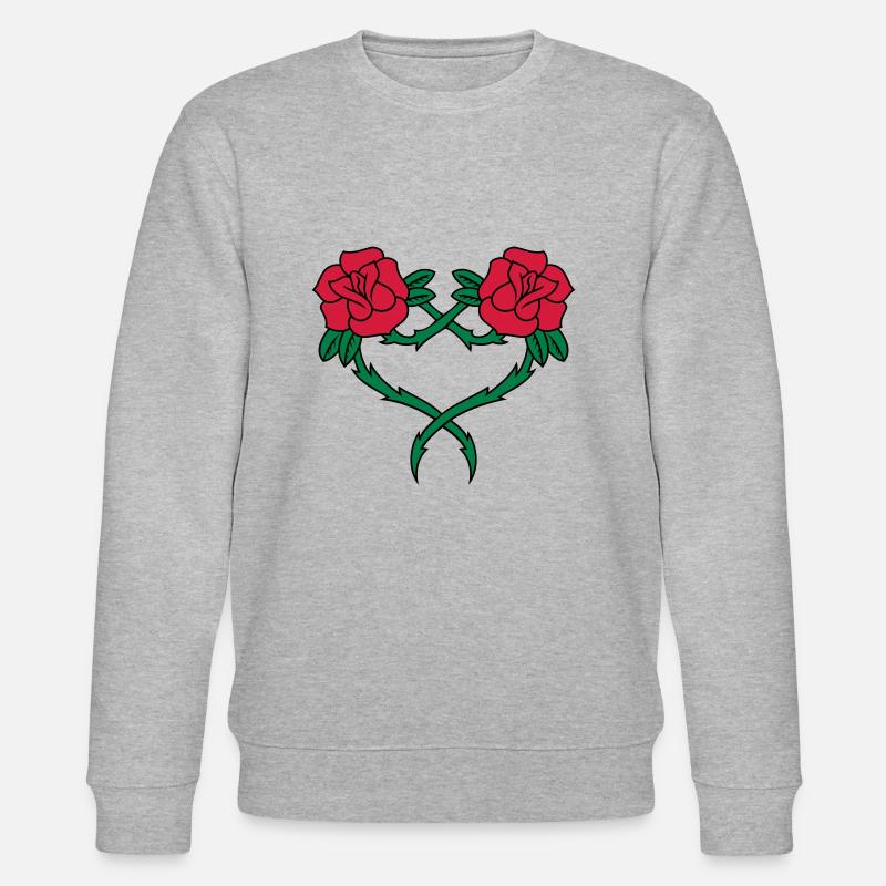 Rose Blumen-Herz-2 3c - Stanley/Stella Unisex Bio-Sweatshirt CHANGER  - Grau meliert