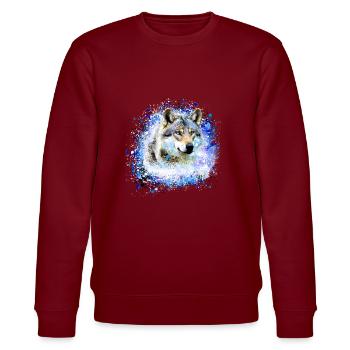 wolf,blau,hund, schäferhund,Hund, malerei,graffiti - Stanley/Stella Unisex Bio-Sweatshirt CHANGER  - Burgunderrot - Vorne - Nik (191cm) & Marisol (170cm)
