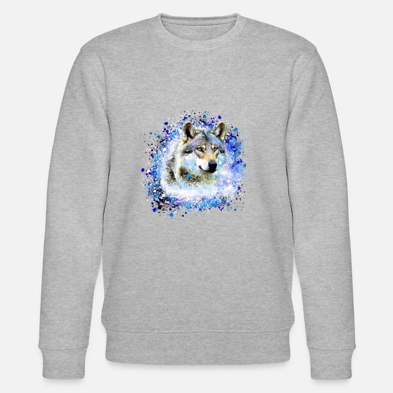 wolf,blau,hund, schäferhund,Hund, malerei,graffiti - Stanley/Stella Unisex Bio-Sweatshirt CHANGER  - Grau meliert