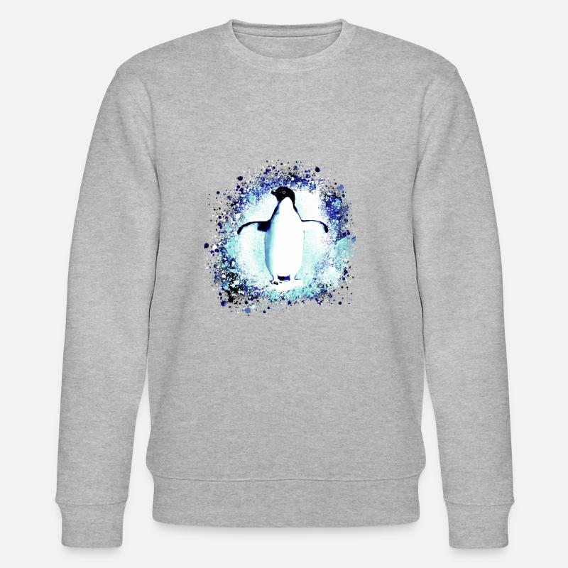 penguin,king penguin,graffiti,blue, snow - Stanley/Stella CHANGER Unisex Organic Sweatshirt - heather grey