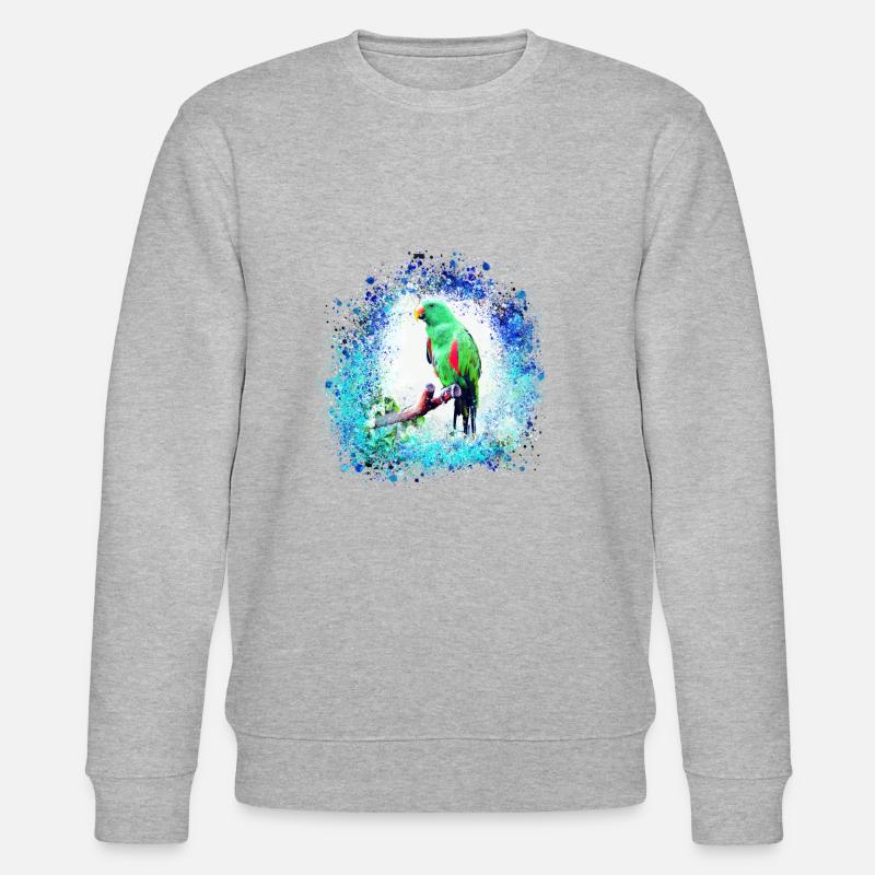 sittich ara,,vogel,graffiti,mint,blau,brush,spray - Stanley/Stella Unisex Bio-Sweatshirt CHANGER  - Grau meliert