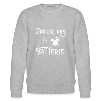 J'peux pas j'ai batterie - Sweat bio CHANGER Stanley/Stella Unisexe - gris chiné - Devant - Nik (191cm) & Marisol (170cm)