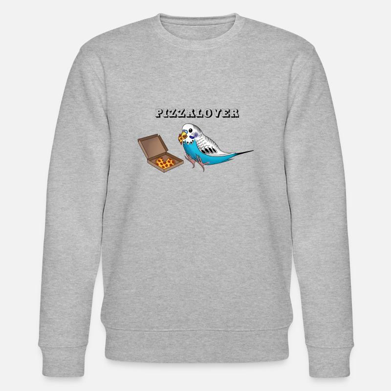 Pizzalover! Budgie eats pizza - Stanley/Stella CHANGER Unisex Organic Sweatshirt - heather grey