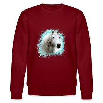 pferd ,schimmel ,graffiti , malerei,weisses pferd, - Stanley/Stella Unisex Bio-Sweatshirt CHANGER  - Burgunderrot - Vorne - Nik (191cm) & Marisol (170cm)