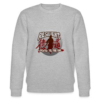 Resilient - Samurai Warrior Thema - Stanley/Stella Unisex Bio-Sweatshirt CHANGER  - Grau meliert - Vorne - Nik (191cm) & Marisol (170cm)