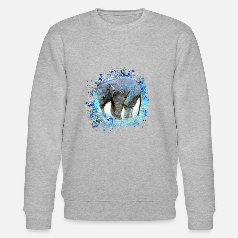 babyelefant,éléphant,graffiti,bleu,peinture - Sweat bio CHANGER Stanley/Stella Unisexe - gris chiné
