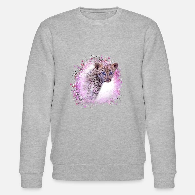 leopardbaby,tiger,rosa,graffiti,malerei,leopard - Stanley/Stella Unisex Bio-Sweatshirt CHANGER  - Grau meliert