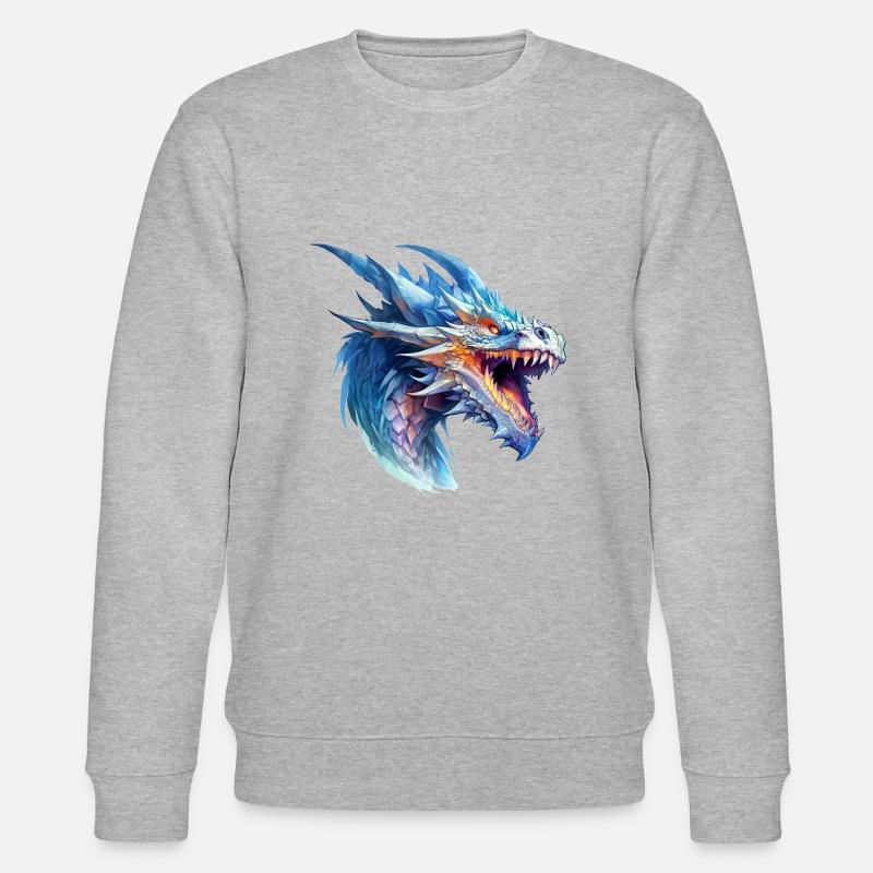 Drache Wasserfarben Zeichnung - Stanley/Stella Unisex Bio-Sweatshirt CHANGER  - Grau meliert