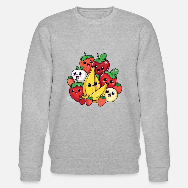 Kawaii-Früchte Nr. 2 - Stanley/Stella Unisex Bio-Sweatshirt CHANGER  - Grau meliert