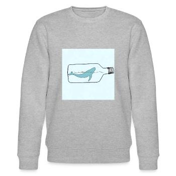 Flaschenpost, Wal-Illustration, Statement - Stanley/Stella Unisex Bio-Sweatshirt CHANGER  - Grau meliert - Vorne - Nik (191cm) & Marisol (170cm)