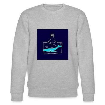 Message in a Bottle, Whale Illustration, Statement - Stanley/Stella CHANGER Unisex Organic Sweatshirt - heather grey - Front - Nik (191cm) & Marisol (170cm)