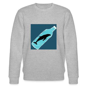 Flaschenpost, Wal-Illustration, Statement - Stanley/Stella Unisex Bio-Sweatshirt CHANGER  - Grau meliert - Vorne - Nik (191cm) & Marisol (170cm)