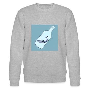 Flaschenpost, Wal-Illustration, Statement - Stanley/Stella Unisex Bio-Sweatshirt CHANGER  - Grau meliert - Vorne - Nik (191cm) & Marisol (170cm)