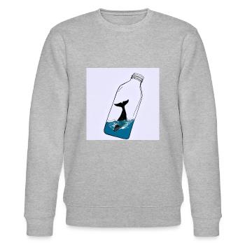 Flaschenpost, Wal-Illustration, Statement - Stanley/Stella Unisex Bio-Sweatshirt CHANGER  - Grau meliert - Vorne - Nik (191cm) & Marisol (170cm)