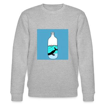 Message in a Bottle, Whale Illustration, Statement - Stanley/Stella CHANGER Unisex Organic Sweatshirt - heather grey - Front - Nik (191cm) & Marisol (170cm)
