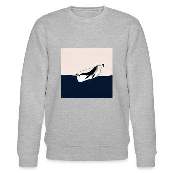 Flaschenpost, Wal-Illustration, Statement - Stanley/Stella Unisex Bio-Sweatshirt CHANGER  - Grau meliert - Vorne - Nik (191cm) & Marisol (170cm)