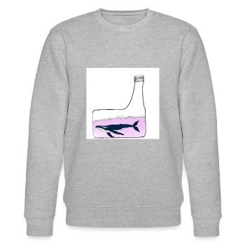 Flaschenpost, Wal-Illustration, Statement - Stanley/Stella Unisex Bio-Sweatshirt CHANGER  - Grau meliert - Vorne - Nik (191cm) & Marisol (170cm)