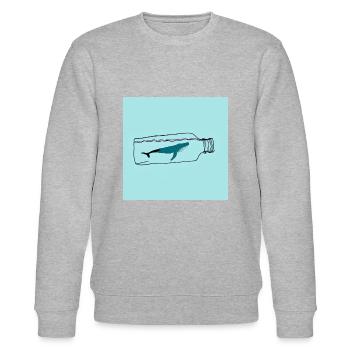 Flaschenpost, Wal-Illustration, Statement - Stanley/Stella Unisex Bio-Sweatshirt CHANGER  - Grau meliert - Vorne - Nik (191cm) & Marisol (170cm)