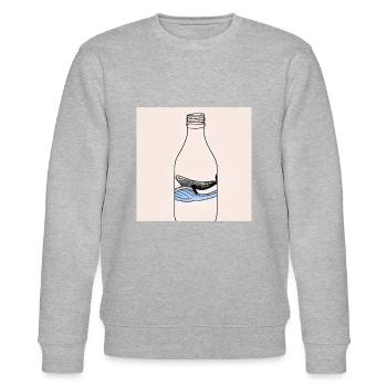 Flaschenpost, Wal-Illustration, Statement - Stanley/Stella Unisex Bio-Sweatshirt CHANGER  - Grau meliert - Vorne - Nik (191cm) & Marisol (170cm)