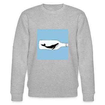 Message in a Bottle, Whale Illustration, Statement - Stanley/Stella CHANGER Unisex Organic Sweatshirt - heather grey - Front - Nik (191cm) & Marisol (170cm)