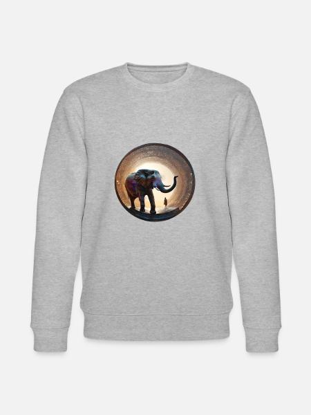 elefant,kreis,gold,aquarell,ornament - Stanley/Stella Unisex Bio-Sweatshirt CHANGER - Grau meliert