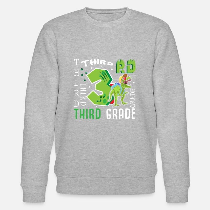 3rd class Dino T-Rex - Stanley/Stella CHANGER Unisex Organic Sweatshirt - heather grey