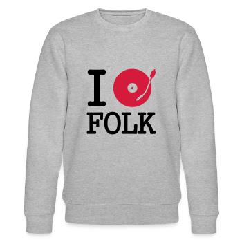 I dj / play / listen to folk - Stanley/Stella CHANGER Unisex Organic Sweatshirt - heather grey - Front - Nik (191cm) & Marisol (170cm)