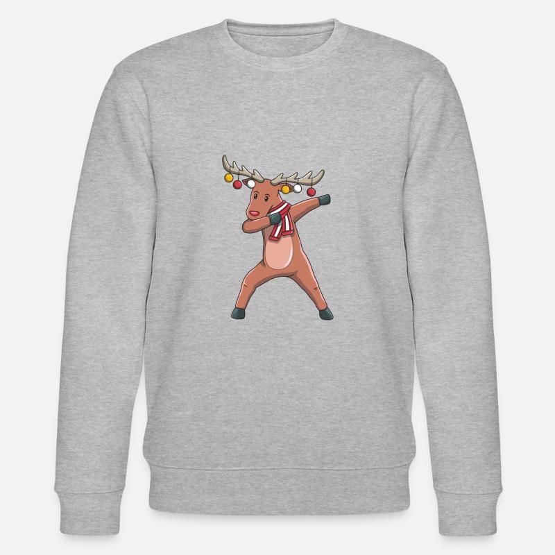 Weihnachten Rentier dabbing - Stanley/Stella Unisex Bio-Sweatshirt CHANGER  - Grau meliert