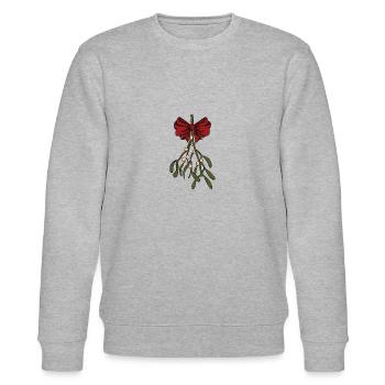 Mistletoe with a red bow, holidays, christmas - Stanley/Stella CHANGER Unisex Organic Sweatshirt - heather grey - Front - Nik (191cm) & Marisol (170cm)
