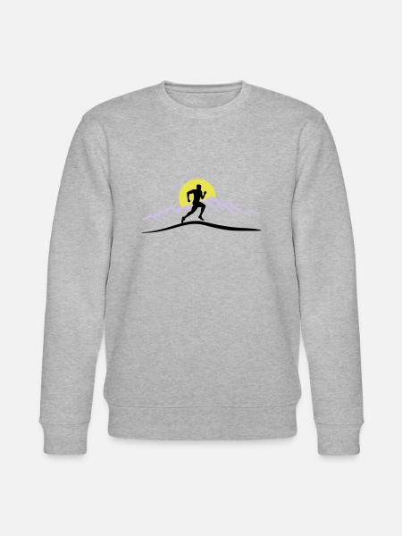 Running, Runner & Mountains & Sun - Stanley/Stella CHANGER Unisex Organic Sweatshirt - heather grey