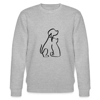 Chien et chat une ligne noir - Sweat bio CHANGER Stanley/Stella Unisexe - gris chiné - Devant - Nik (191cm) & Marisol (170cm)