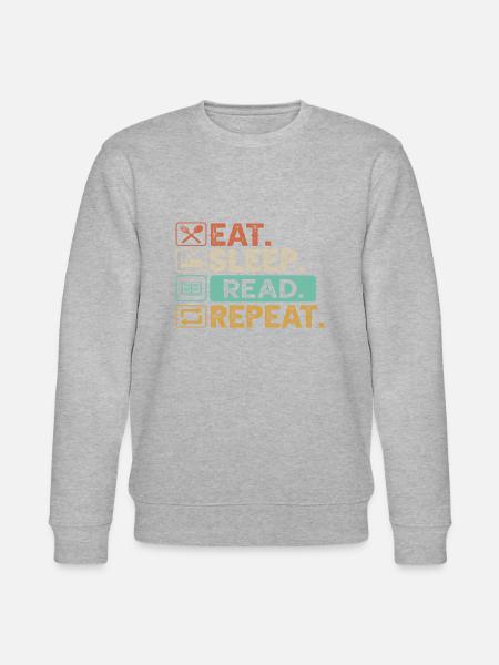 Eat Sleep Read Repeat - Stanley/Stella Unisex Bio-Sweatshirt CHANGER  - Grau meliert