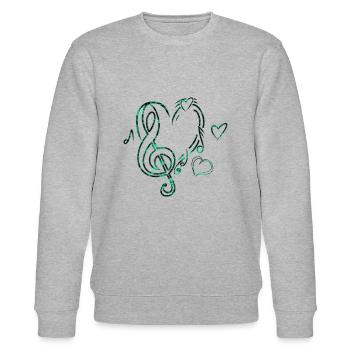 Musik Herz Blau-Grün - Stanley/Stella Unisex Bio-Sweatshirt CHANGER  - Grau meliert - Vorne - Nik (191cm) & Marisol (170cm)