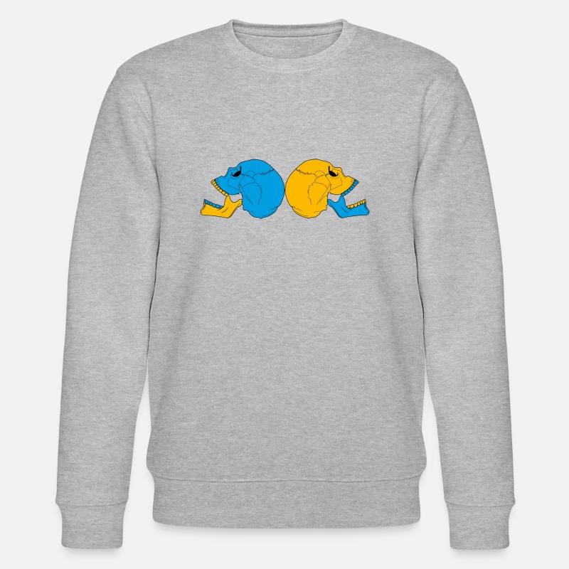 Bunter Doppelschädel - Stanley/Stella Unisex Bio-Sweatshirt CHANGER  - Grau meliert
