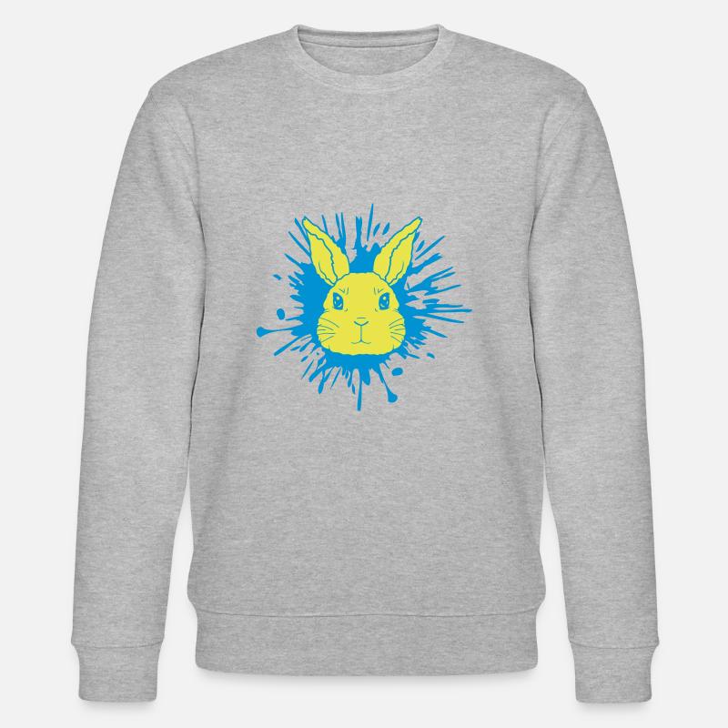 Tropfen Farbklecks Hase Spritzer - Stanley/Stella Unisex Bio-Sweatshirt CHANGER  - Grau meliert