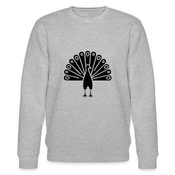 Symbol of an Indian peacock, culture of India - Stanley/Stella CHANGER Unisex Organic Sweatshirt - heather grey - Front - Nik (191cm) & Marisol (170cm)