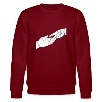 Stone scissors bag - Stanley/Stella CHANGER Unisex Organic Sweatshirt - burgundy - Front - Nik (191cm) & Marisol (170cm)