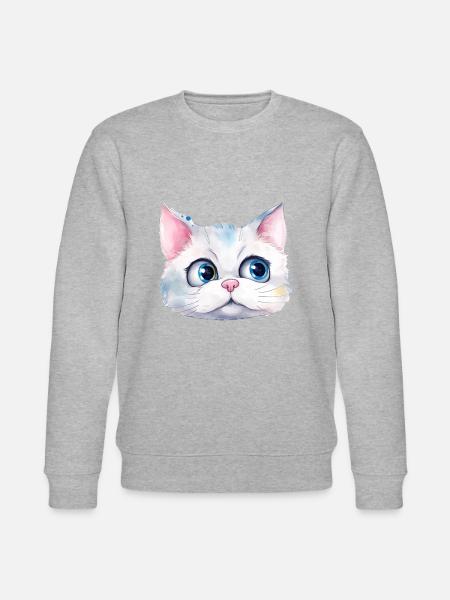 Katze Wasserfarben Zeichnung - Stanley/Stella Unisex Bio-Sweatshirt CHANGER - Grau meliert