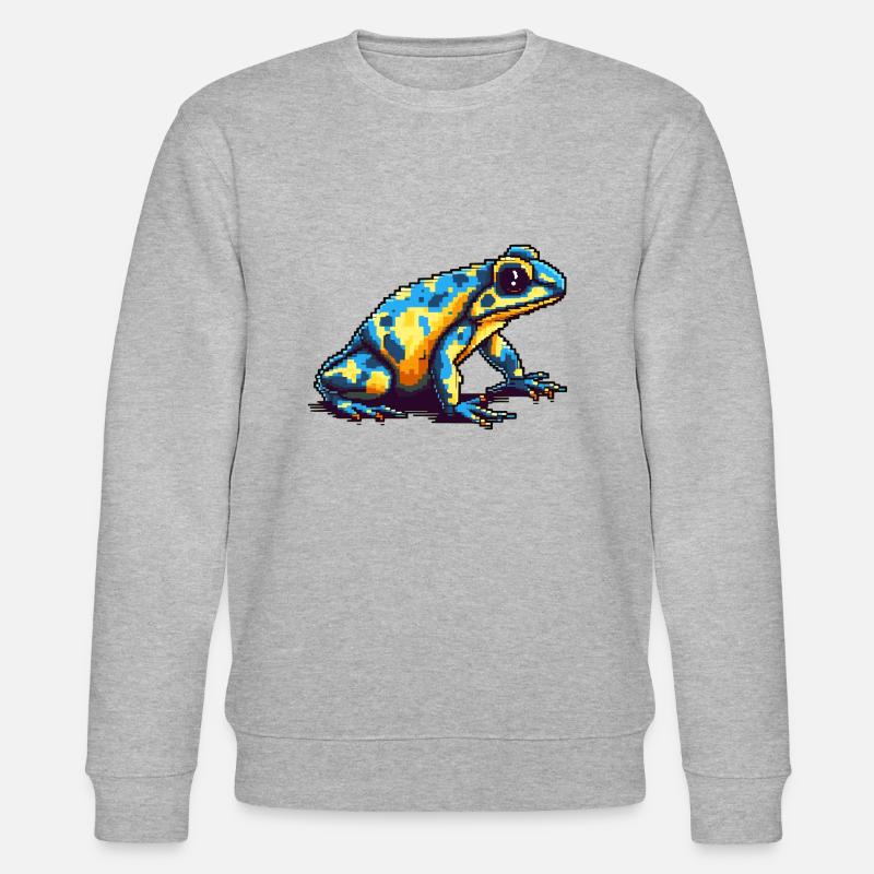 Bunter Pixel 8 Bit Pfeilgiftfrosch - Stanley/Stella Unisex Bio-Sweatshirt CHANGER  - Grau meliert
