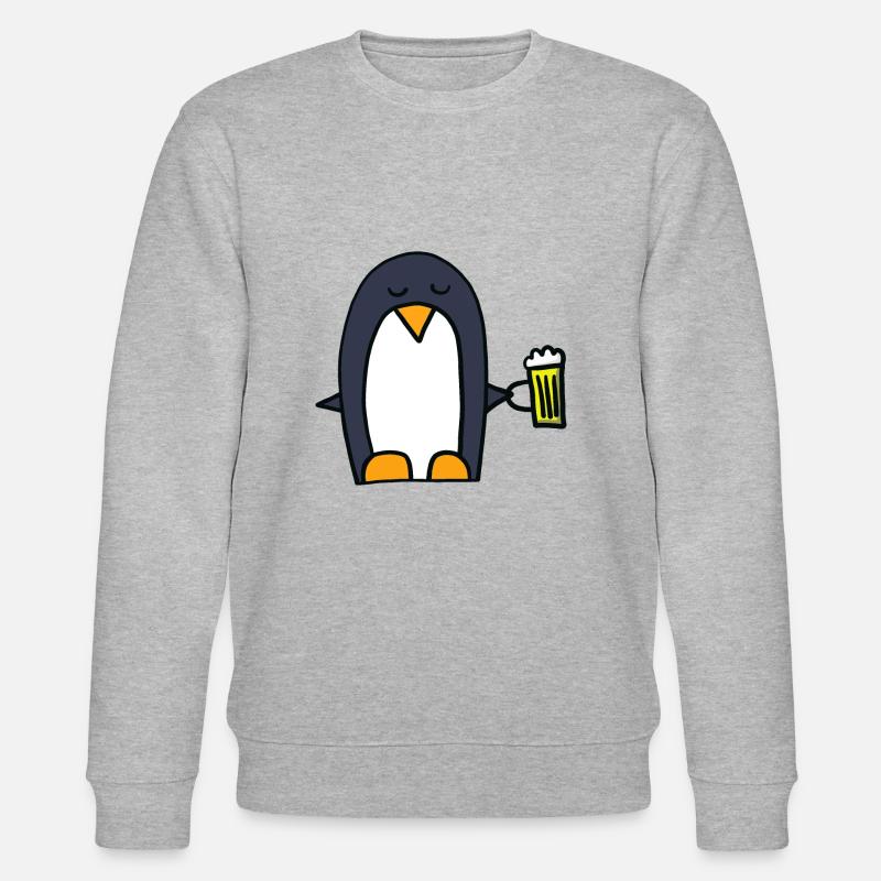 Pinguin mit Bier - Stanley/Stella Unisex Bio-Sweatshirt CHANGER  - Grau meliert